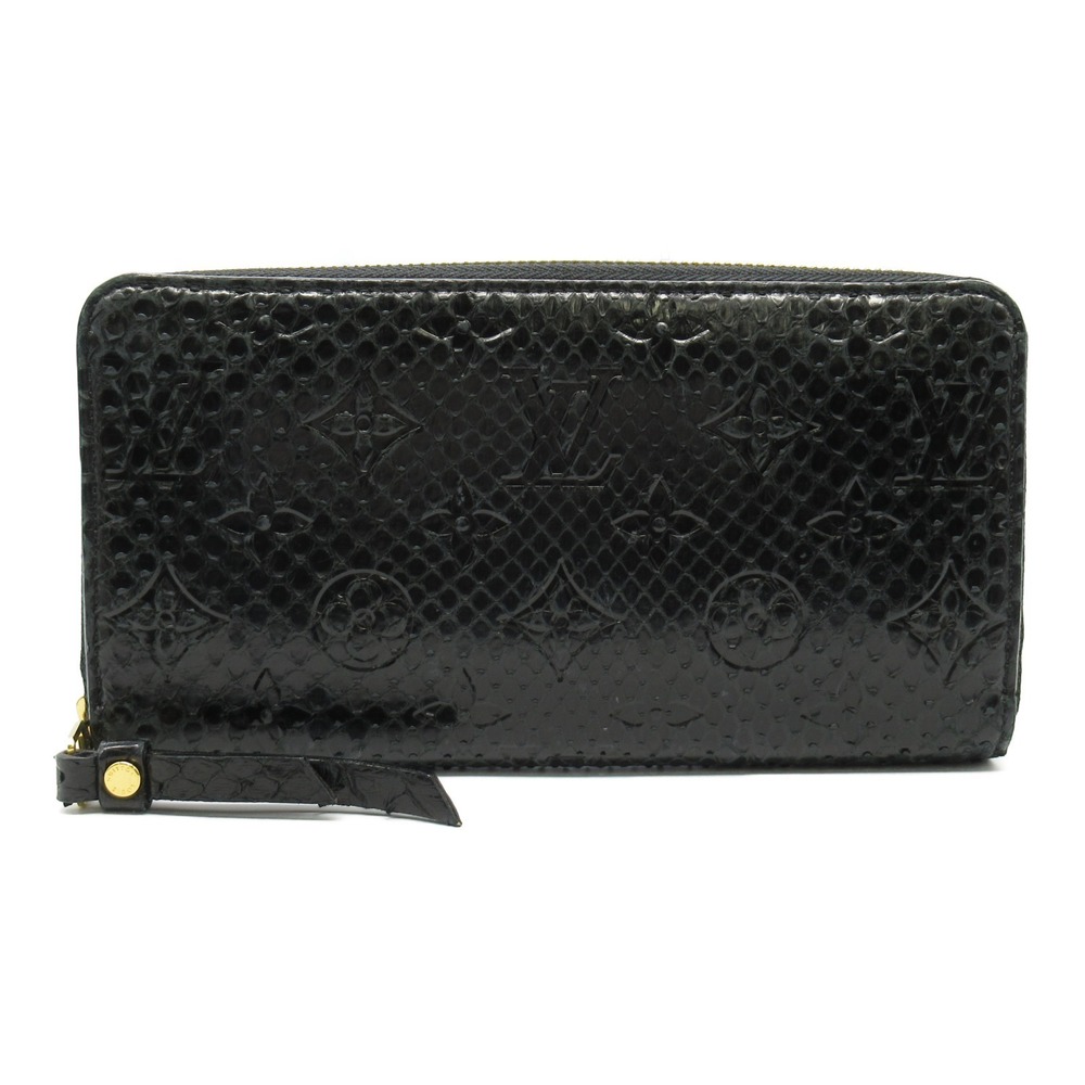 Louis Vuitton Leather Black Long Python Wallet Zi… - image 2
